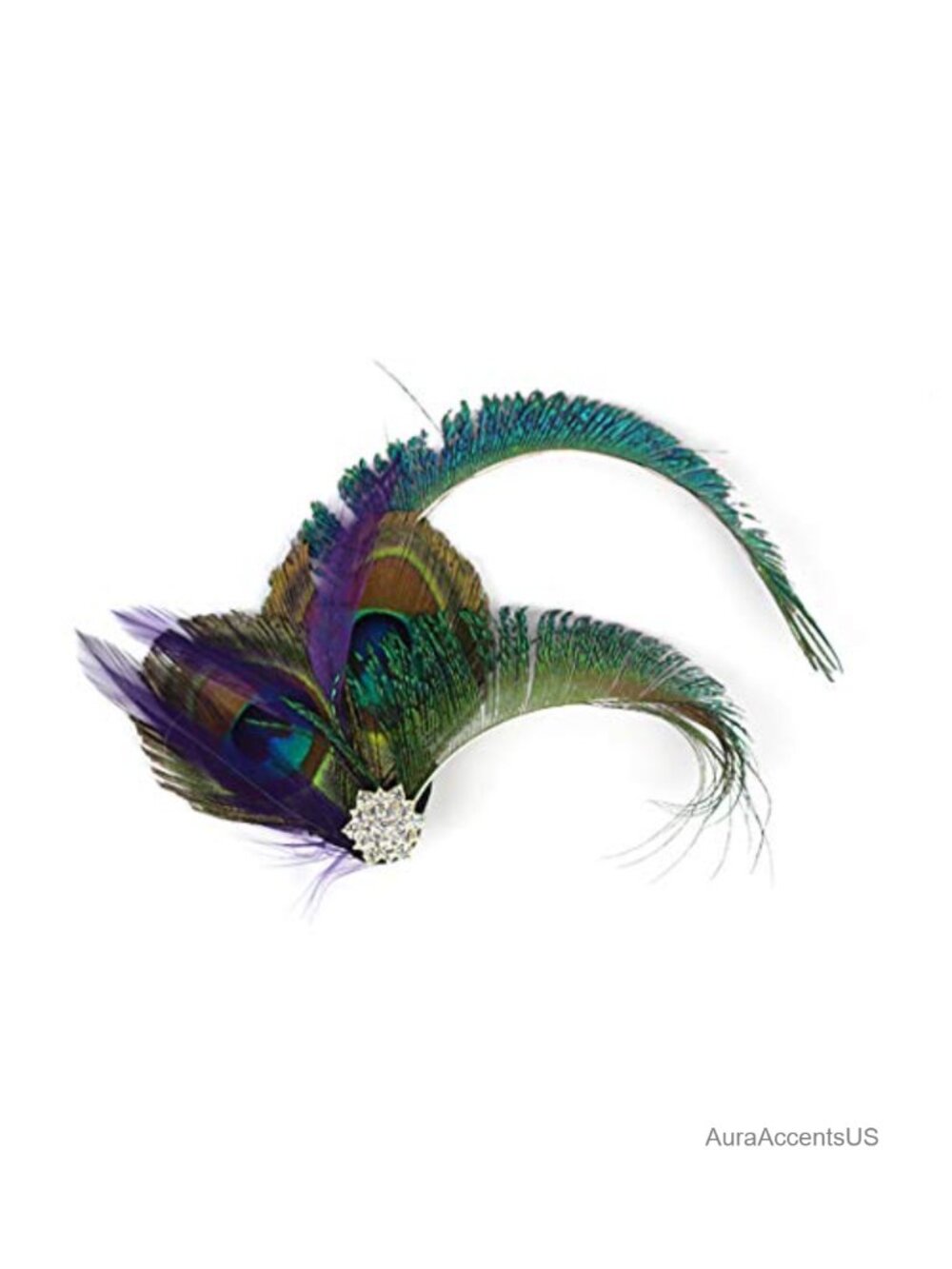 Peacock Feather Hair Clip Flapper Headband Art Deco 20s Gatsby Accessory